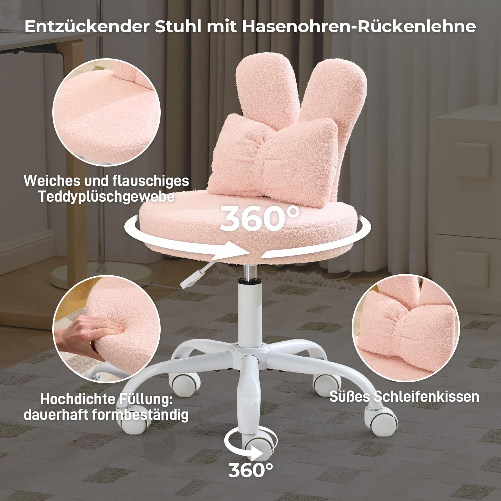 LEADZM Homeoffice Stuhl, Schminkstuhl, Kinder Schreibtischstuhl Weiß