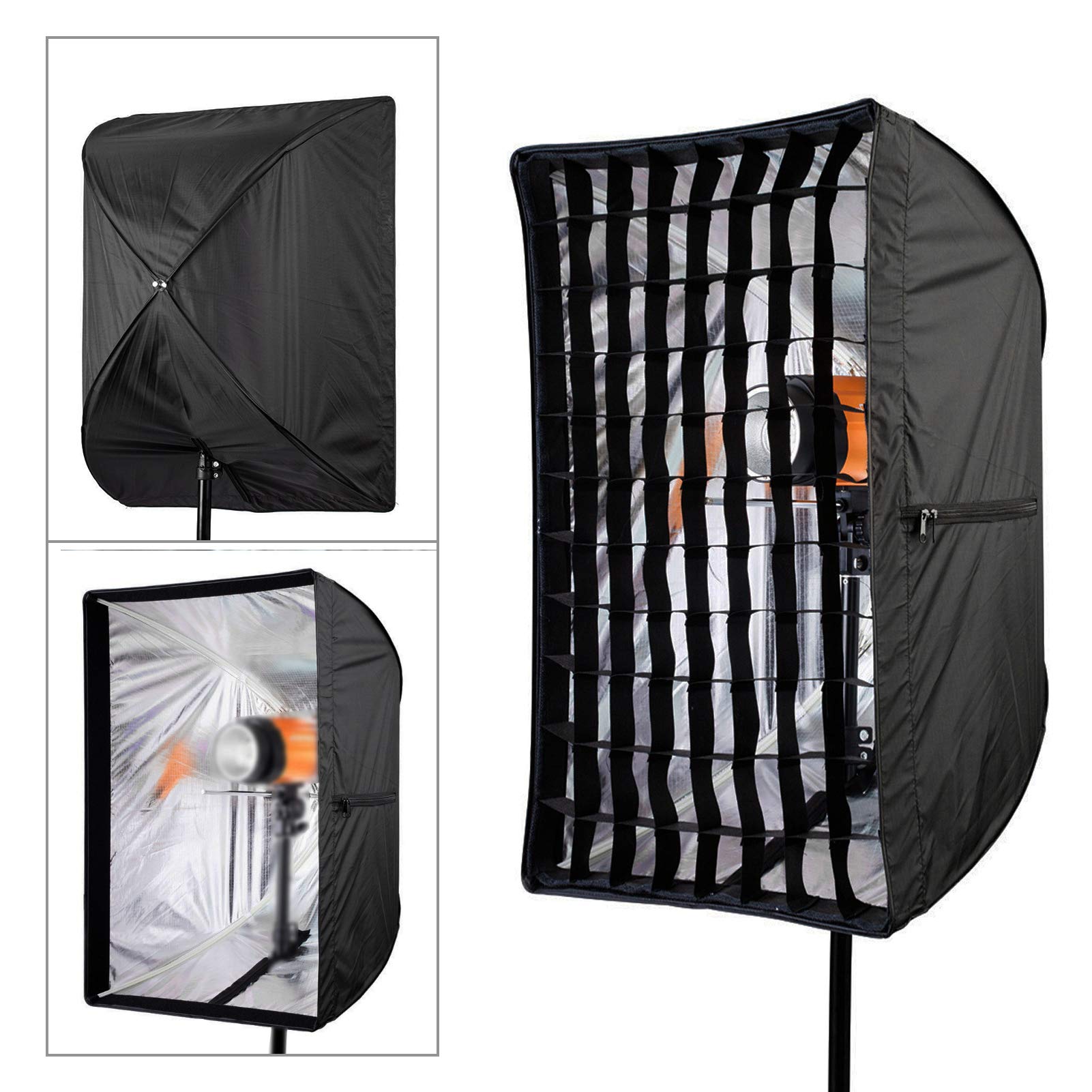 Boîte à lumière portable pour studio photo avec support en fibre 60 x 90 cm