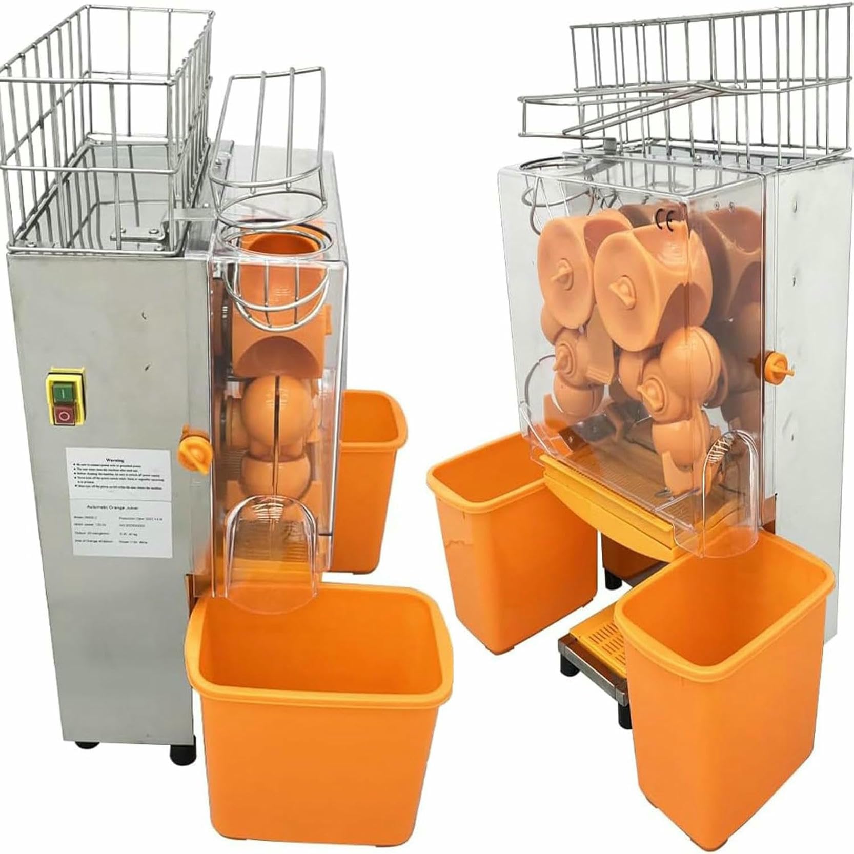 Exprimidor Eléctrico Cítricos - 30 naranjas/minuto en una hora funcionamiento continuo,2 bandejas limpieza barril e-xtraíbles y tapa seguridad PC,Exprimidor automático con separación cáscaras