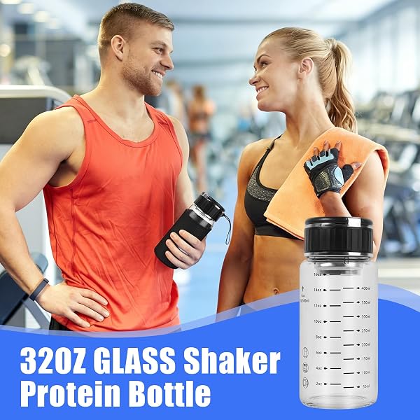 Kireida Protein Shaker Verre 500ml Avec Couvercle Et Poignée, Large Ouverture Nutrition Sportive Shaker Doté De Graduation, Pour Mélange Protéiné, Smoothies, Thé Glacé, L - 5