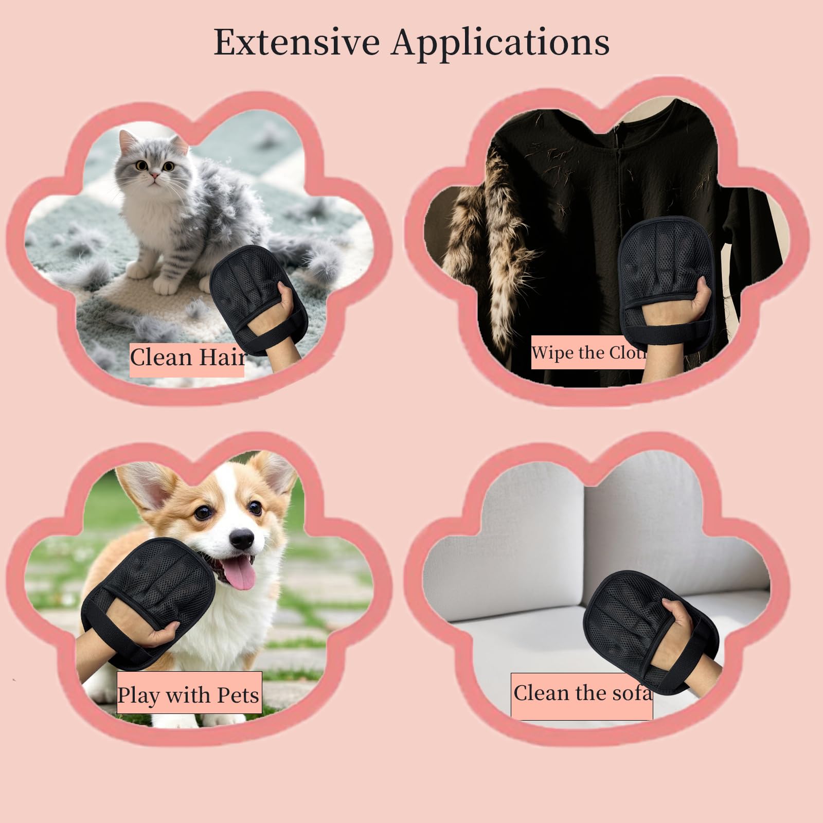 Gant Anti Poils Animaux, 2 Gant Poils Animaux, Faciles à Nettoyer et à Utiliser, Sans Coins Morts, épais, Résistants à l'usure, Durables