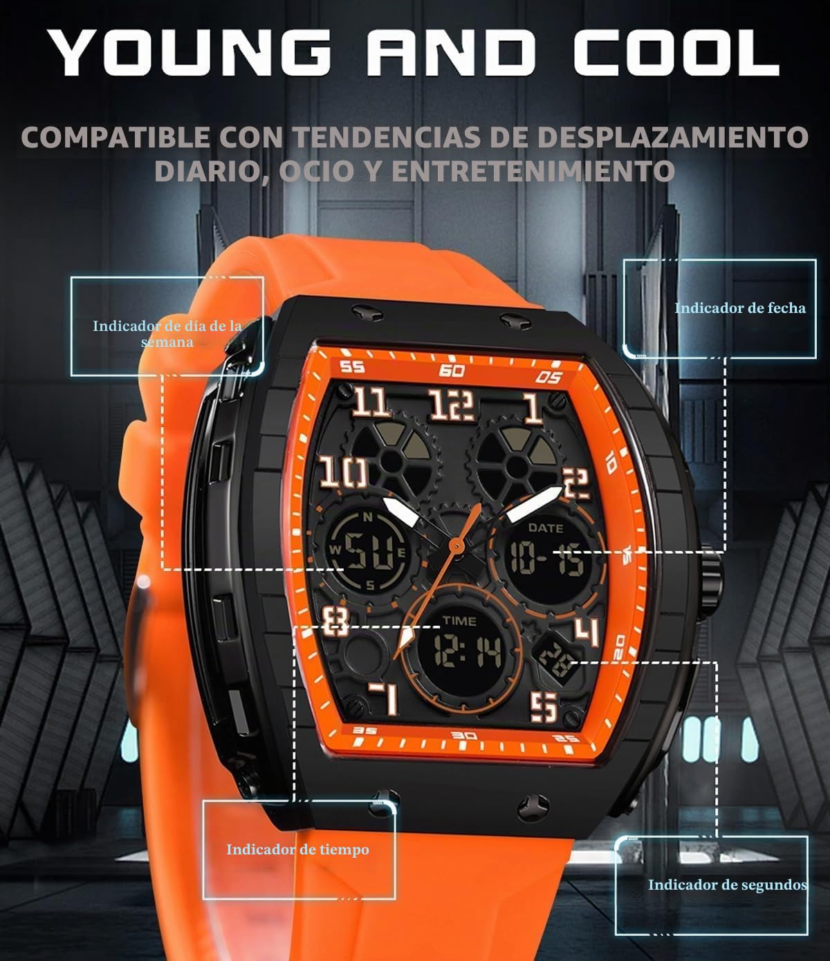 Reloj de pulsera analógico digital para hombre, impermeable, deportivo, militar, táctico, casual, de cuarzo, con cronómetro, alarma de cuenta regresiva, pantalla curvada, para hombre