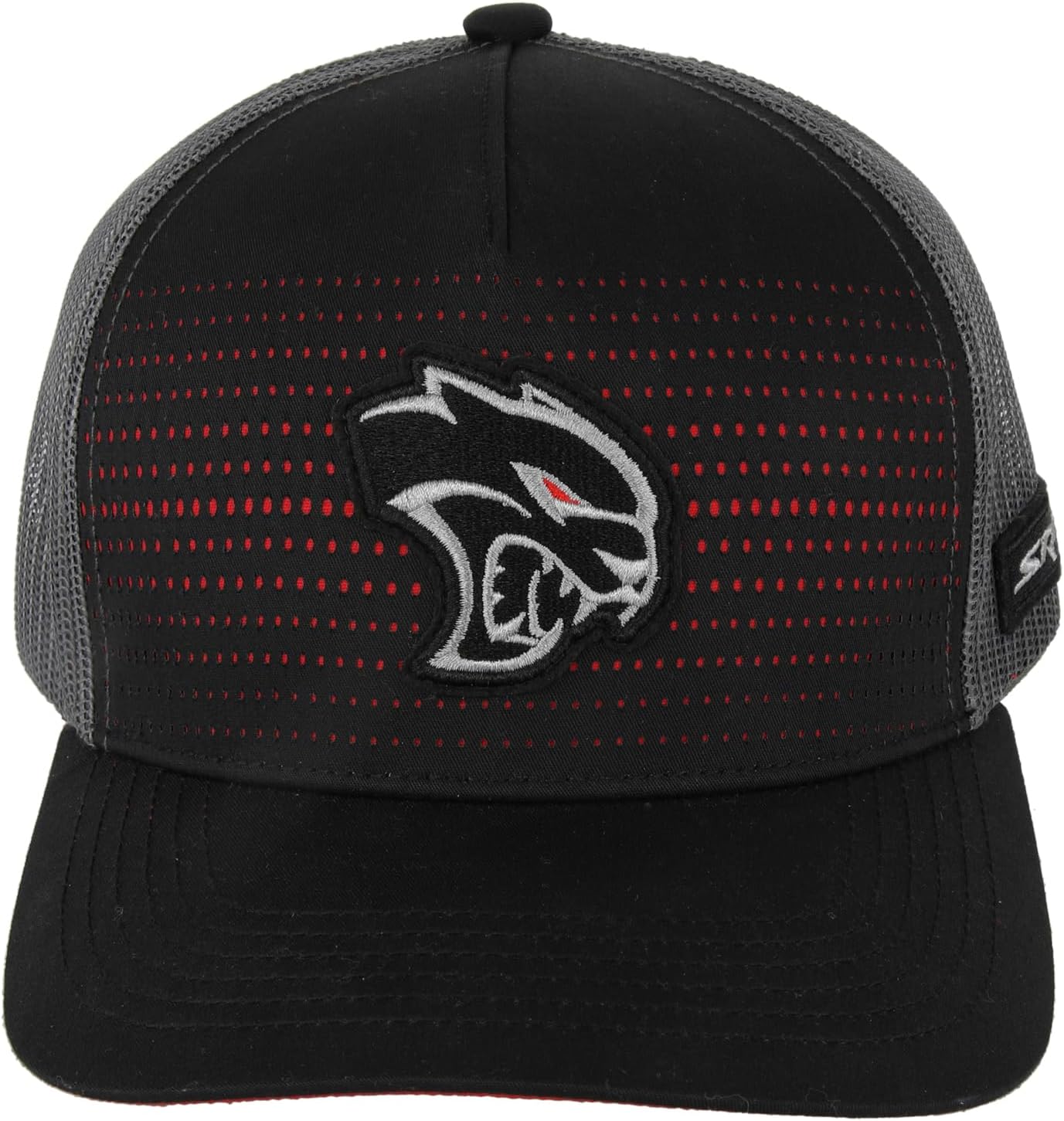 Dodge SRT Hellcat Redeye Logo Embroidered Patch Snapback Trucker Hat - Black/Charcoal/Red 2024