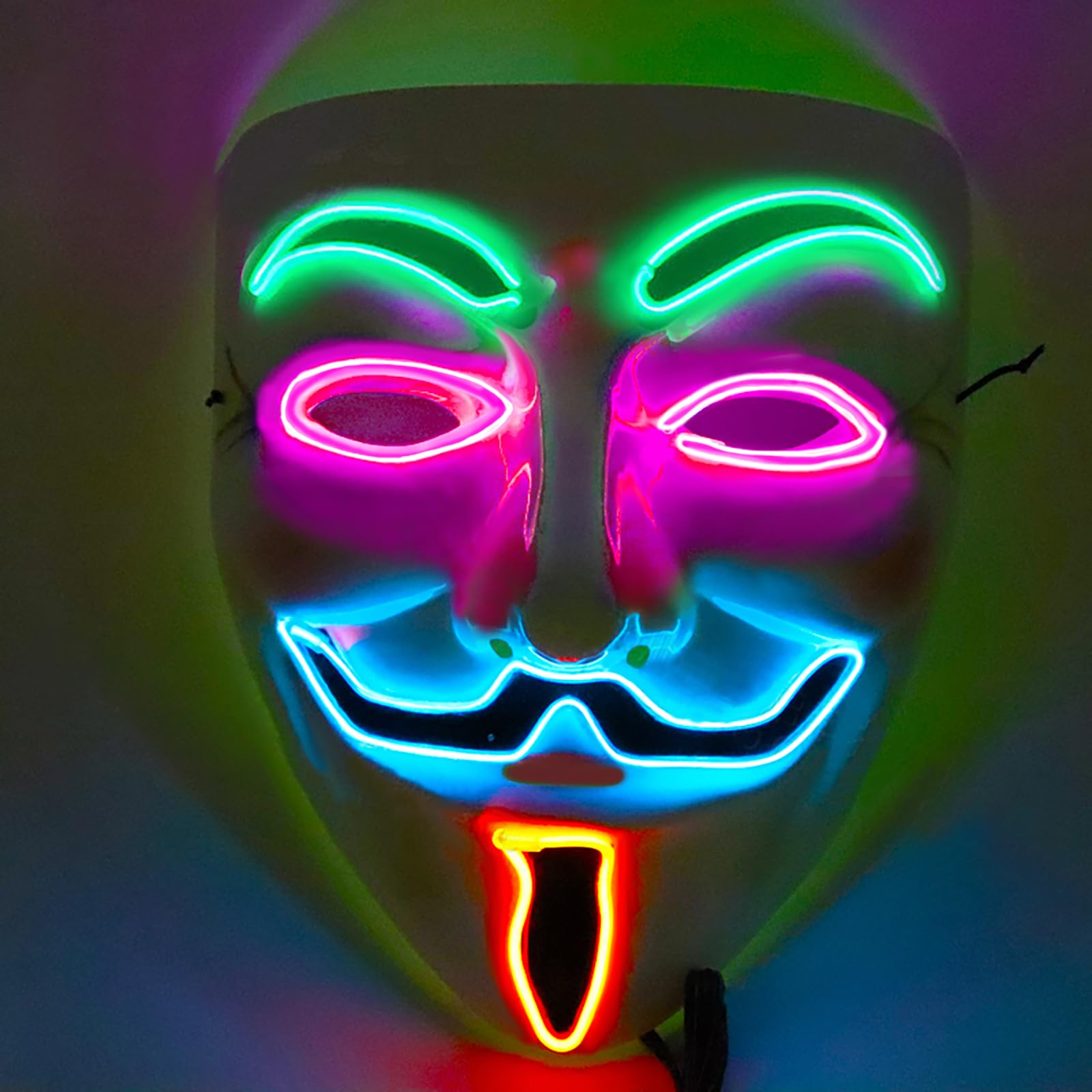 Halloween Mask with LED Lights - Scary Light-Up Mask for Costume Parties Cosplay, Masquerade & Carnival Festivals (white H) - Image 3