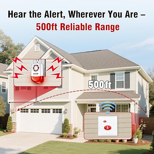 Miniatura 7 de Daytech Sistema de alarma de seguridad inalámbrico con sirena estroboscópica, botones de pánico y alerta SOS para el hogar, tiendas minoristas (2