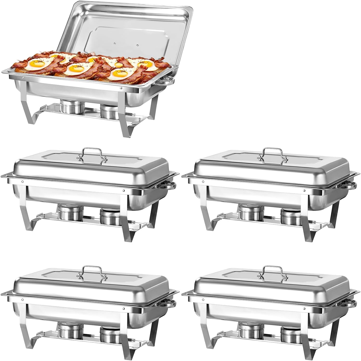Chafing Dish Buffet Set, 8QT Stainless Steel Chafing Dishes for Buffet, Full Pan Chafing Dish, Buffet Servers and Warmers for Party, Wedding,Catering (5 PACK)