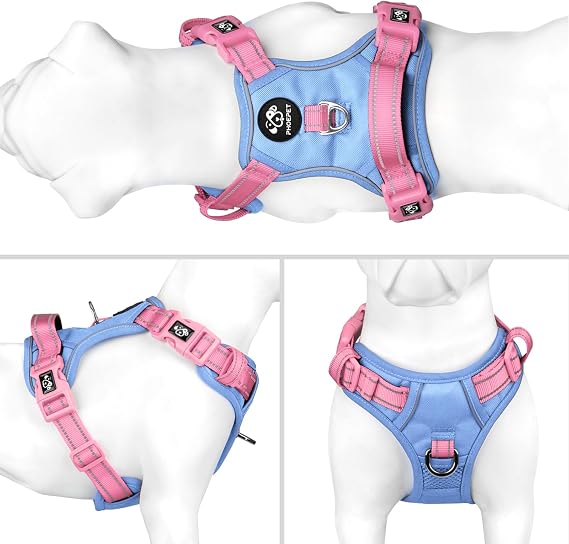 PHOEPET No Pull Dog Harness, Unique Colors Reflective Adjustable Dog Vest