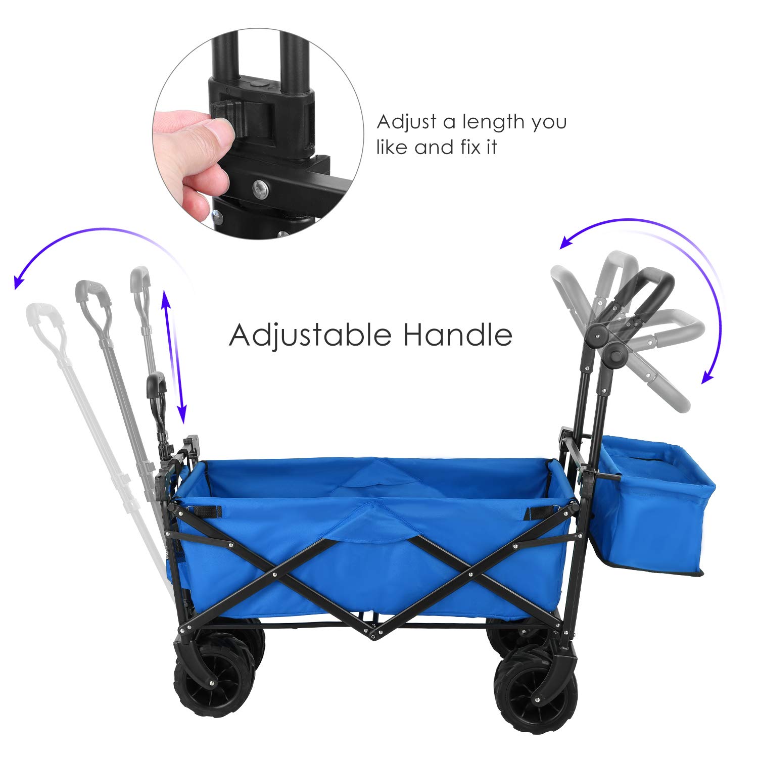 Push and Pull Collapsible Utility Wagon, Heavy Duty Folding Portable