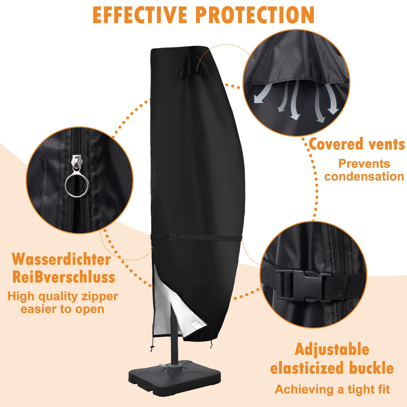escort patio umbrella cover dust-proof parasol cover with zipper DOCEPERT fits 11FT to 13FT Outdoor Umbrellas, 420D Outdoor Cantilevered Offset Umbrella Sturdy Waterproof and Top Vent : Patio, Lawn & Garden crease PVC material/ Polyester Color:Black Frost AUBURN TIGERS NCAA Riddell bts25