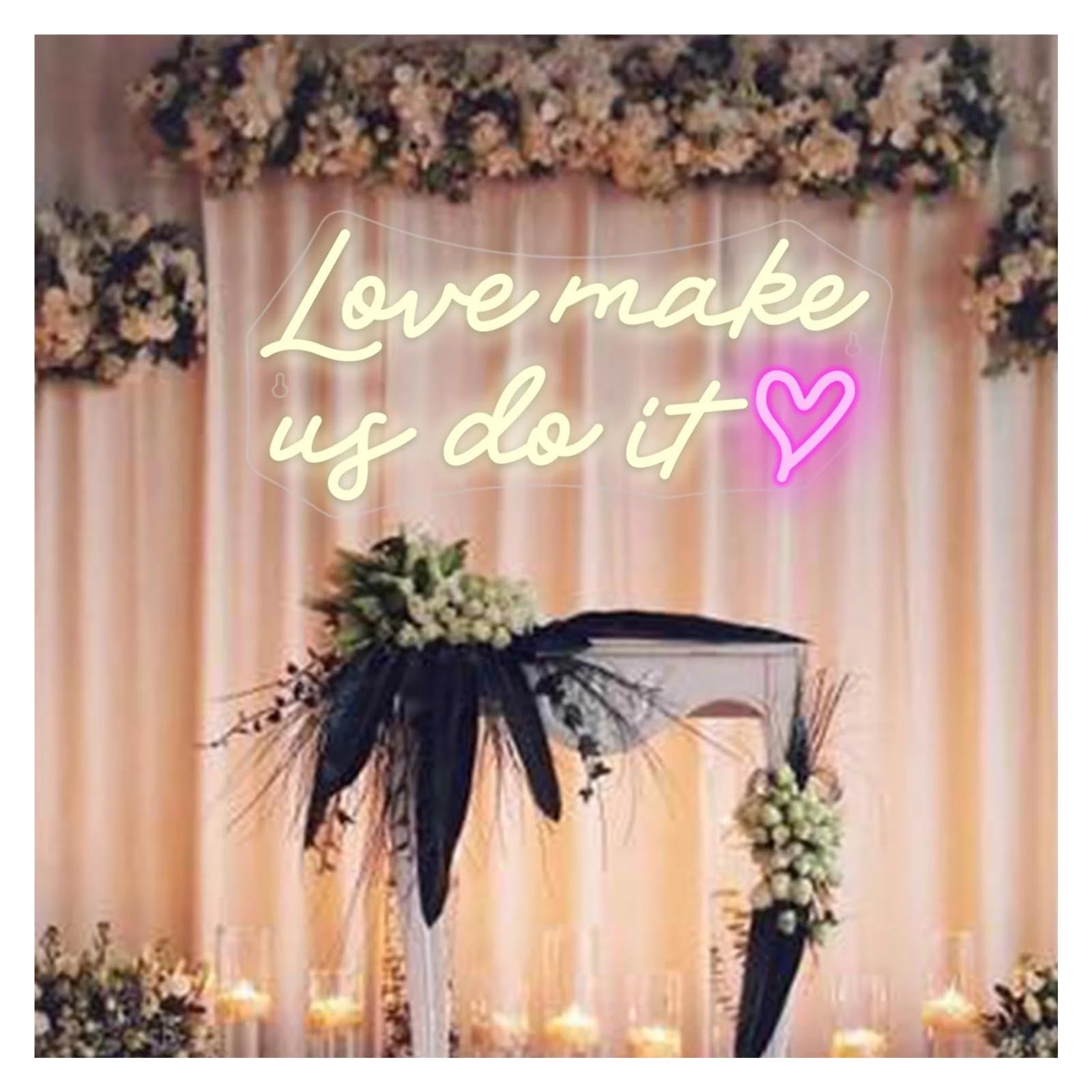 Wiszące neony artystyczne Love Makes Us Do It Neonowa Tablica Na Ścianę Dekoracja Sali Weselnej Ściemnialna Lampa USB 42x20cm(A)