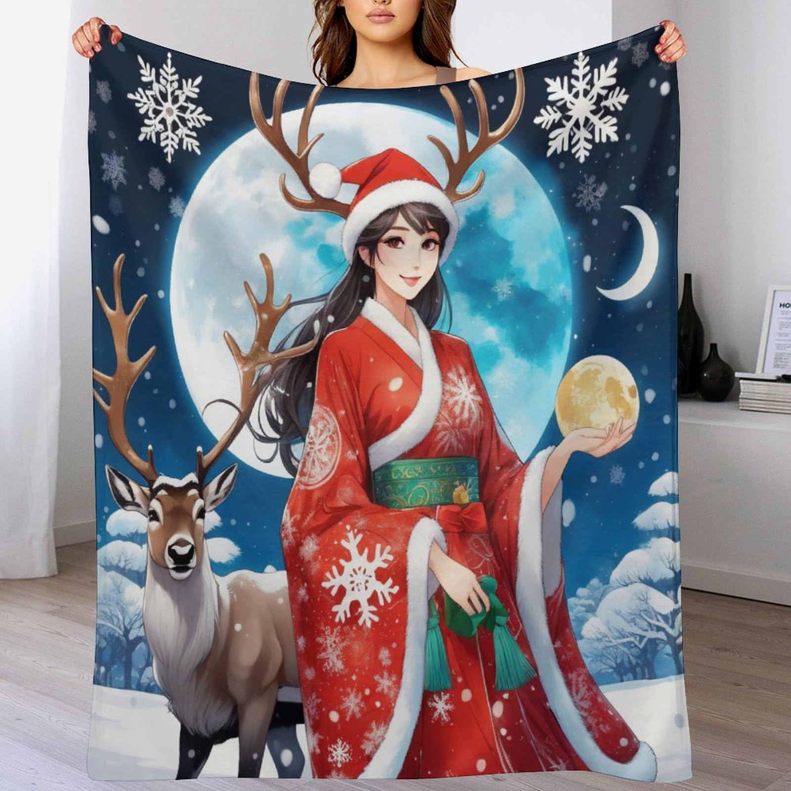 Couverture polaire Wapiti en flannel 130x150 cm pour canapé et lit