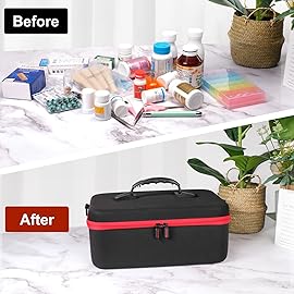 Yewltvep Pill Bottle Organizer, Medicine Organizer Box, Travel Medicine Bottle Organizer Storage, Hard Shell First Aid Case, First Aid Box Empty for Emergency Medication, First Aid Bags (Case Only)
