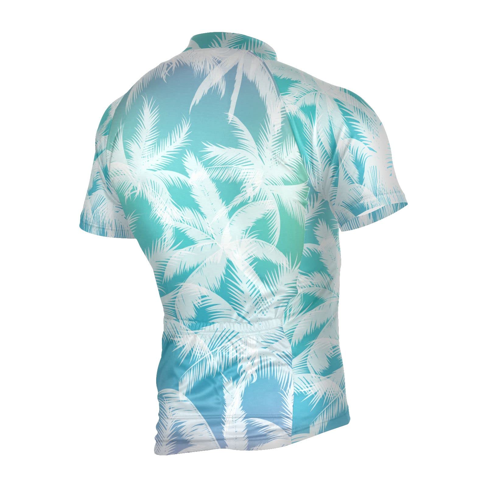 JHKKU Men's Cycling Jersey Palm Trees Bike Clothing Biking Shirt Full Zip with 3 Rear Pockets L