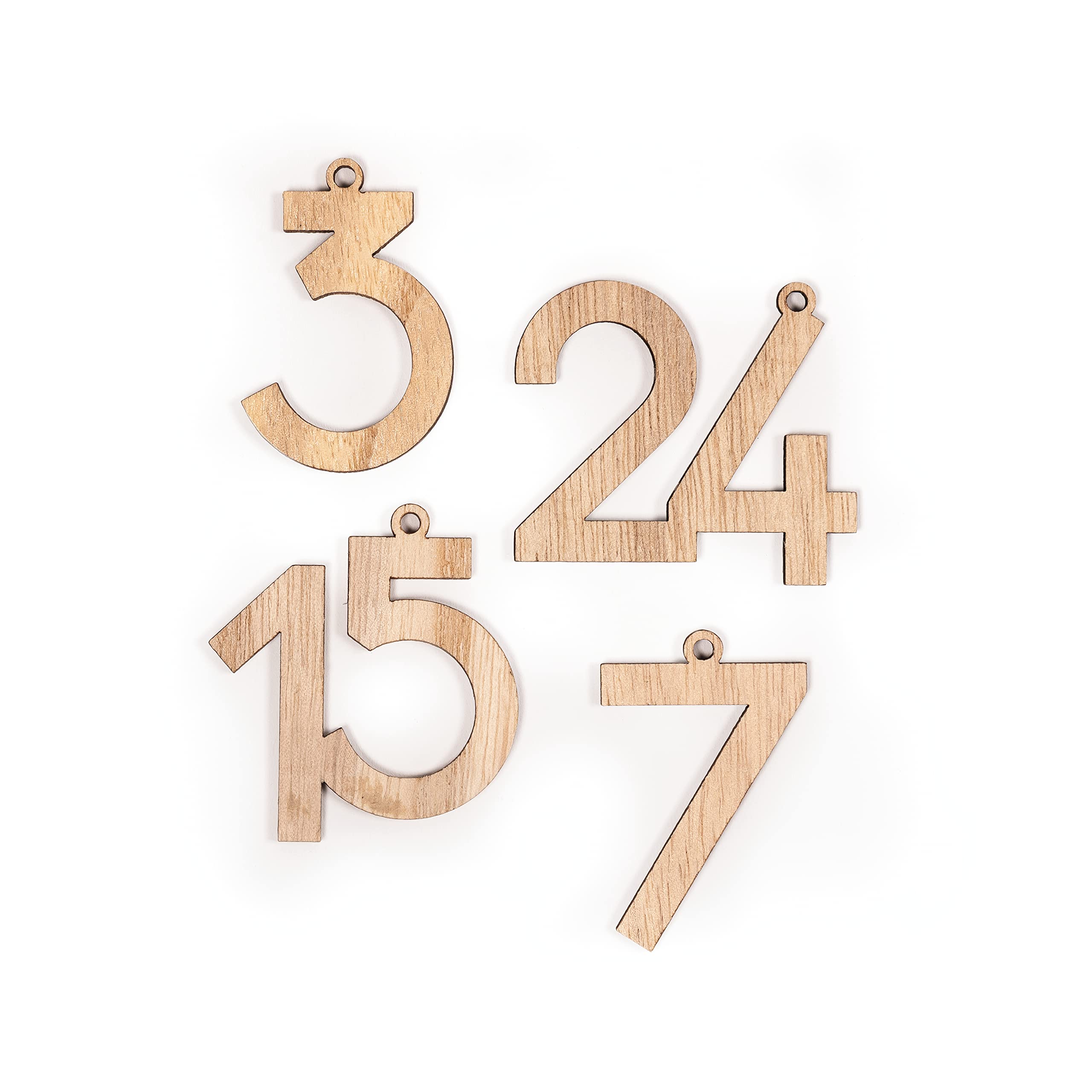 Lot De 2 Sets De Chiffres En Bois 1 à 24 Pour Calendrier De L'Avent - Décoration Noël DIY, Couleur Naturelle - 2