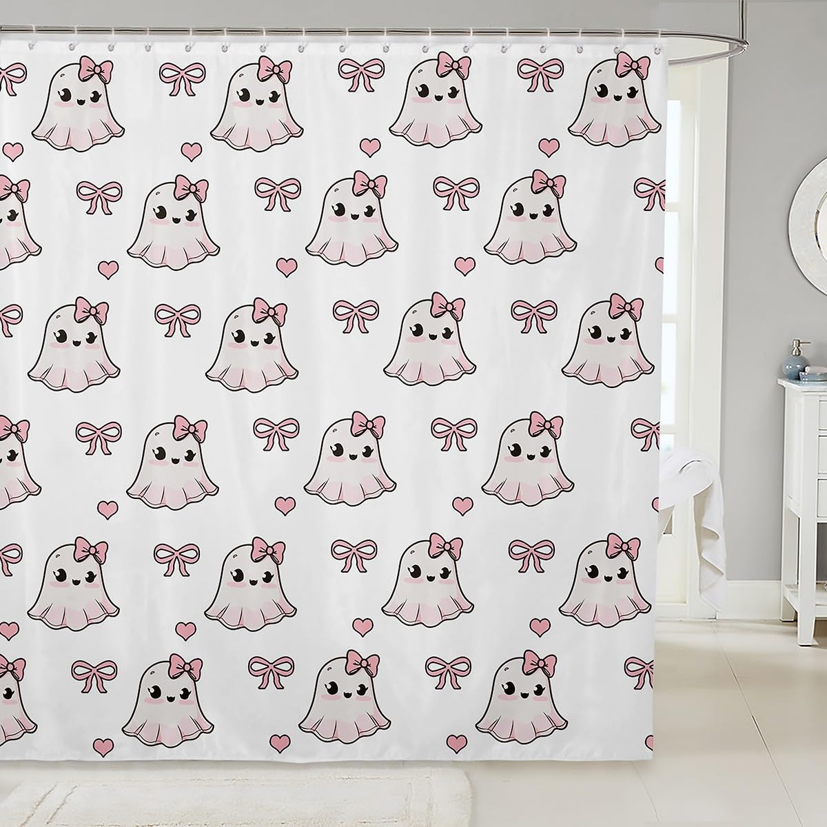 Rideau de douche imperméable pour baignoire familiale grand format blanc pur