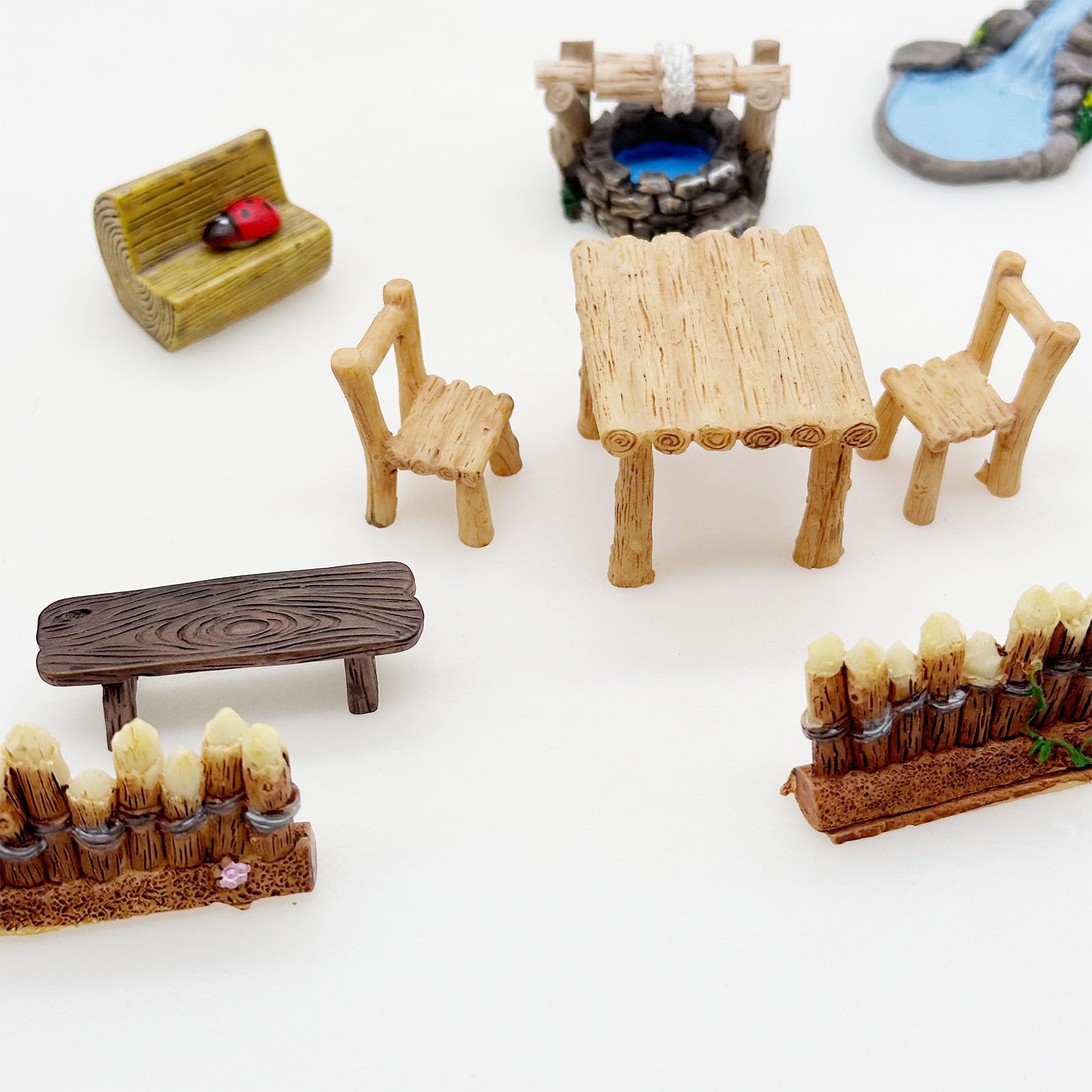 Woohome 61 Pz Miniatura per Giardino Delle Fate, Accessori per Giardini Fati in Miniatura Figurine, Ponte, Casa, Sedia per La Decorazione Del Giardino Artigianale Fai Da Te