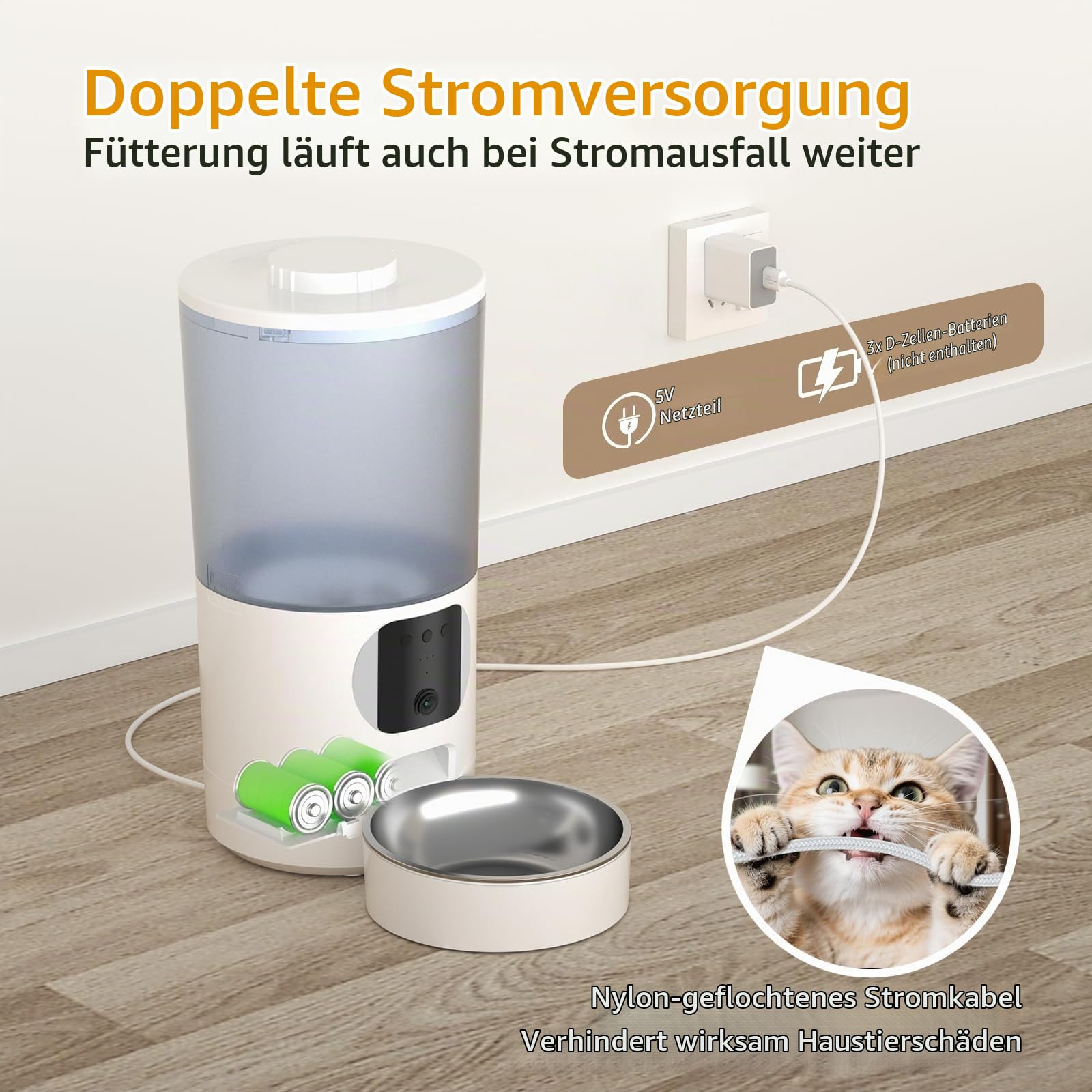 Futterautomat Katze 5L mit Kamera für Trockenfutter