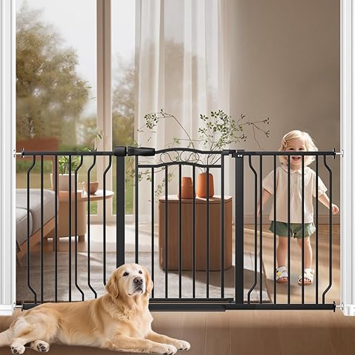 Miniatura 5 de Puerta de bebé extra ancha de 53.1 a 62.2 pulgadas para puertas sin taladro, 30 pulgadas de alto, cierre automático, montado a presión, puerta