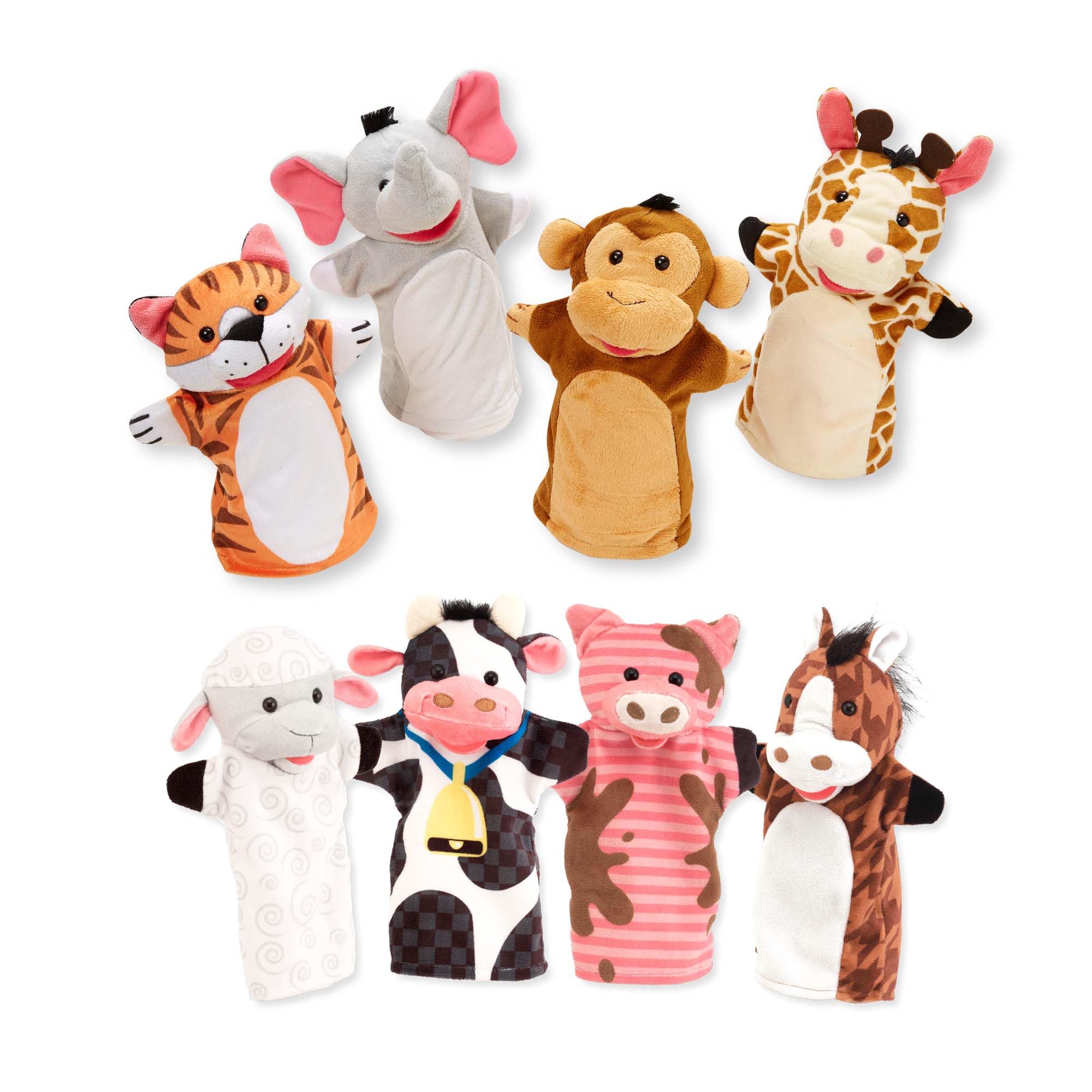 Melissa & Doug Animal Hand Puppets (Set of 2, 4 Animals in Each) - Zoo Friends and Farm Friends-image-22