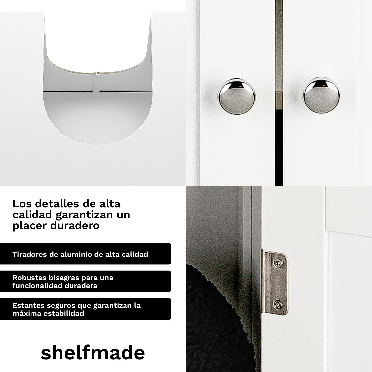 shelfmade Mueble bajo Lavabo Blanco Estilo rústico, 50 cm o 60 cm de Ancho Aprox. - Armario -(60 x 30 x 60 cm)