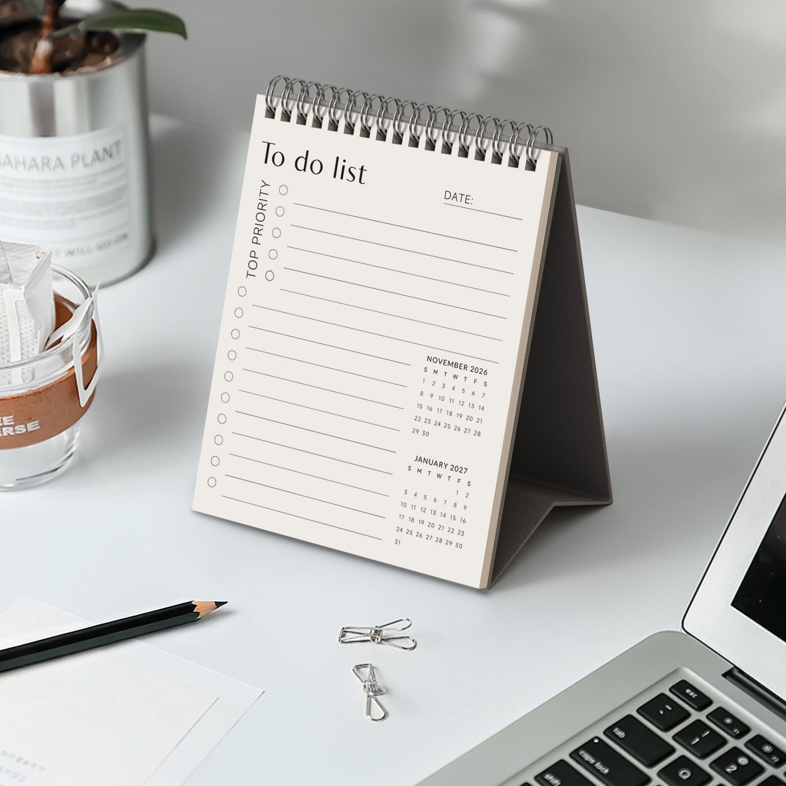 Calendario de escritorio 2026 (negro, pequeño)