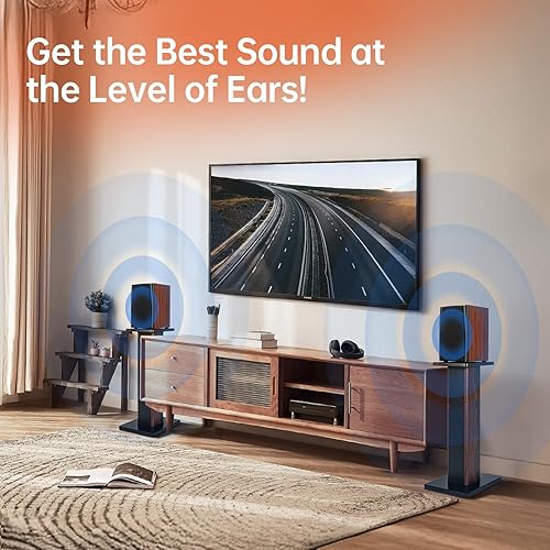 Miniatura 31 de 16 pulgadas (15.7 in) - Par de soportes de madera para altavoces de escritorio de alta fidelidad en casa y altavoces satelitales, experiencia