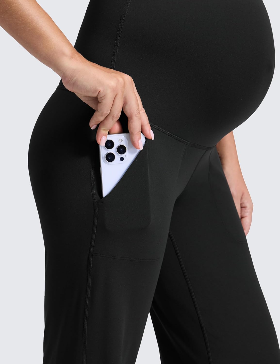 CRZ YOGA Butterluxe Maternity Wide Leg Pants Pockets 31.5" - Over The Belly Workout Yoga Lounge Womens Pregnancy - Image 3