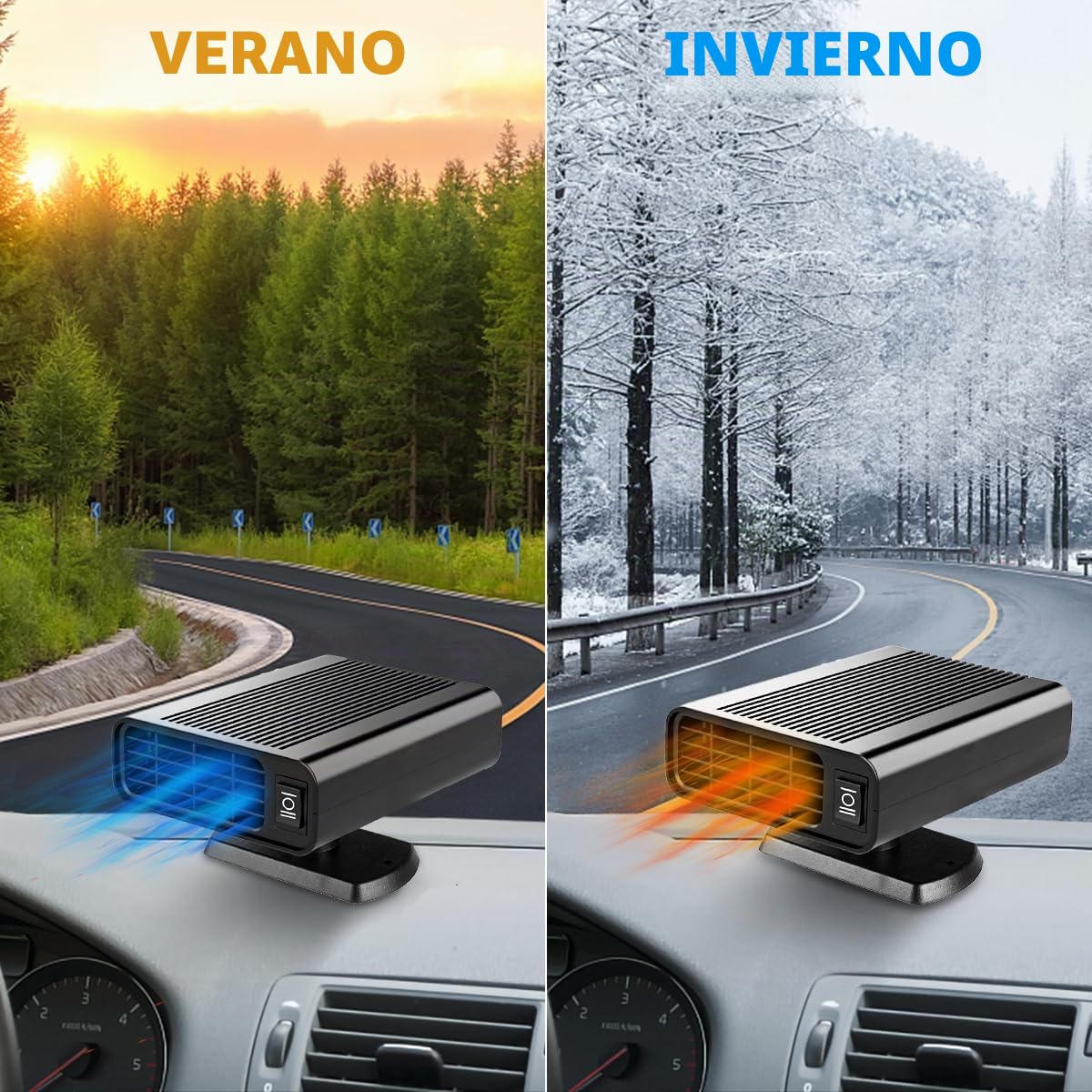 Showvigor Calentador de Coche, Calefactor Coche en Dos con Función de Refrigeración y Calefacción, Calefactor para Coche 12v Que se Puede Insertar en el Encendedor de Cigarrillos de para Automóviles