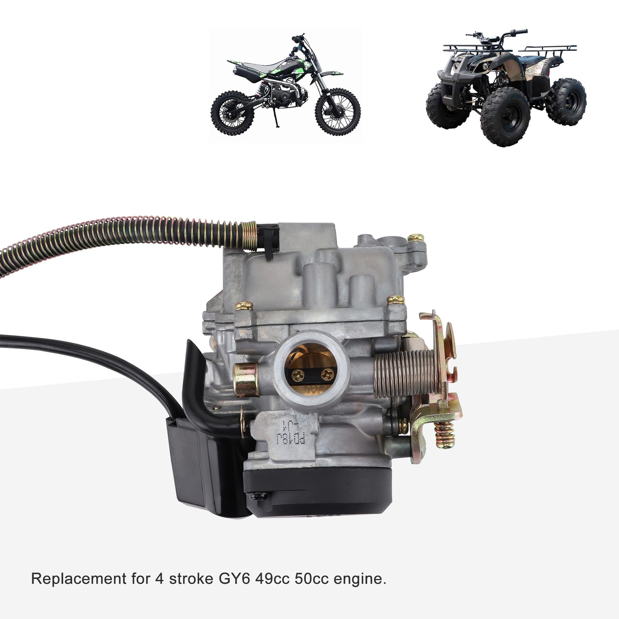 Carburatore GOOFIT 18mm PD18J Con Elettronica Choke E Pompa Acceleratore - Ricambio Per Motori 49cc 50cc 139QMB, ATV, Go Kart, Scooter, Colore Argento