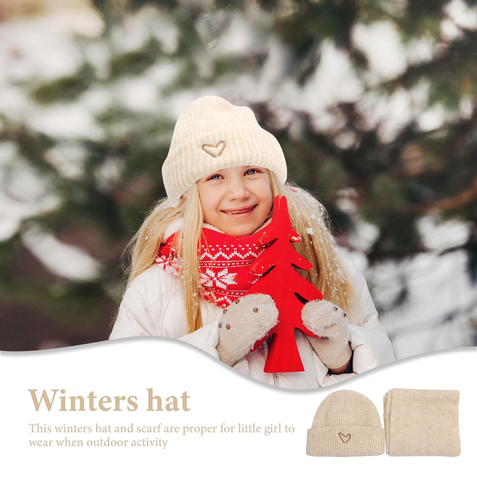 BESTYASH Cappello Caldo per Bambina con Sciarpa e Cuore Ricamato Invernale Decorativo Materiali Sicuri e Confortevoli
