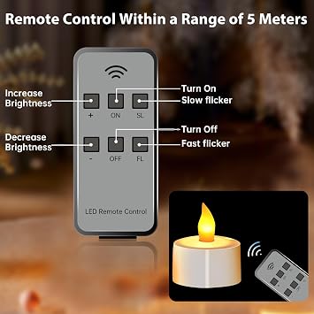LED Candles Plastic Rechargeable Tealight Flickering with Charging Dock, Set of 4 (Yellow)