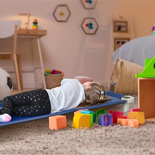 Miniatura 6 de Acrimet Cuna de siesta para niños, cama portátil para niños pequeños, apilable, 52 pulgadas de largo (tubos de acero inoxidable) (tela de malla