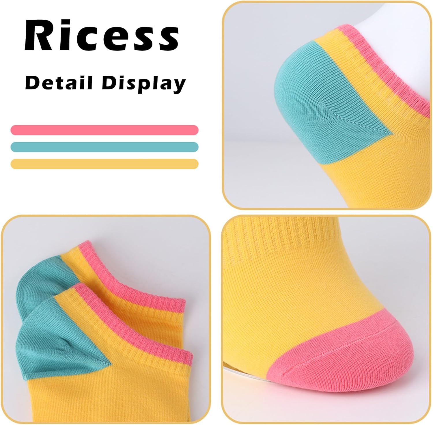 Womens Cute No Show Socks 4/5/6/7/8 Pairs - Aesthetic Non Slip Invisible Low Cut for Flats Loafers Breathable Soft - Image 6