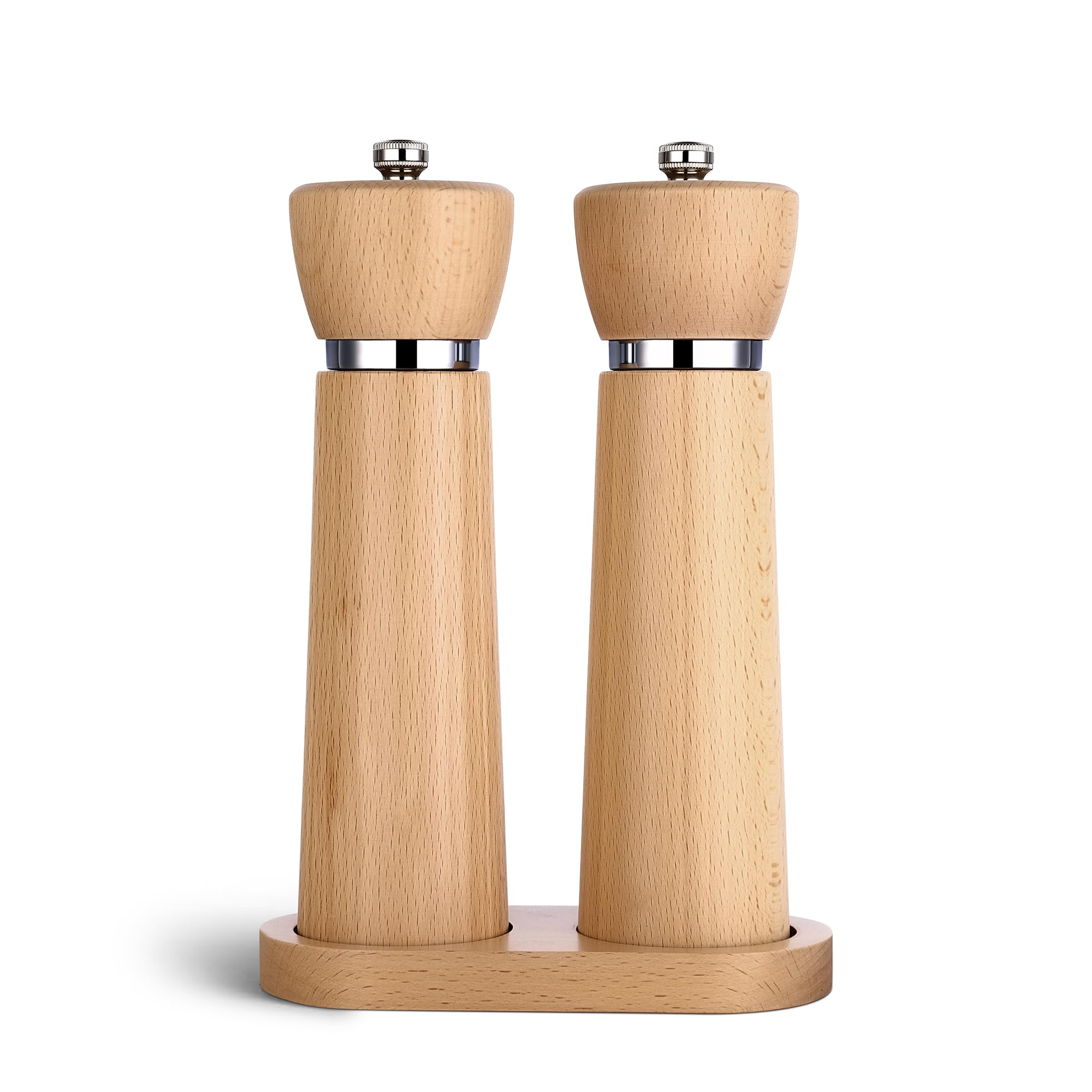 TLYSXPRO Wooden Salt and Pepper Grinder Set, Refillable Salt and Pepper Mill with Adjustable Upgraded Large Size Ceramic Burr