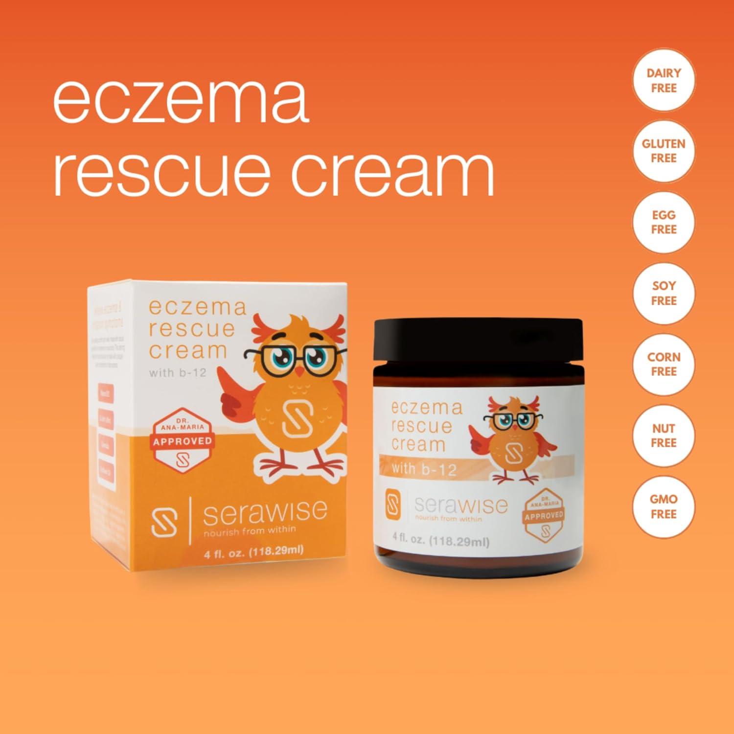 Eczema Rescue Cream by Dr. Ana Maria Temple | Featuring Colloidal Oatmeal, Vitamin B12 & St. John’s Wort | Safe for All Ages | Fragrance Free | 4 oz