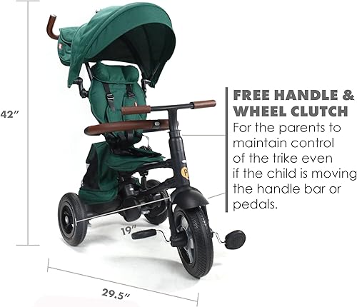 Miniatura 9 de QPlay Rito - Trike plegable de lujo prémium para niños pequeños con puntos de contacto de cuero, cochecito de triciclo para niños pequeños, triciclo