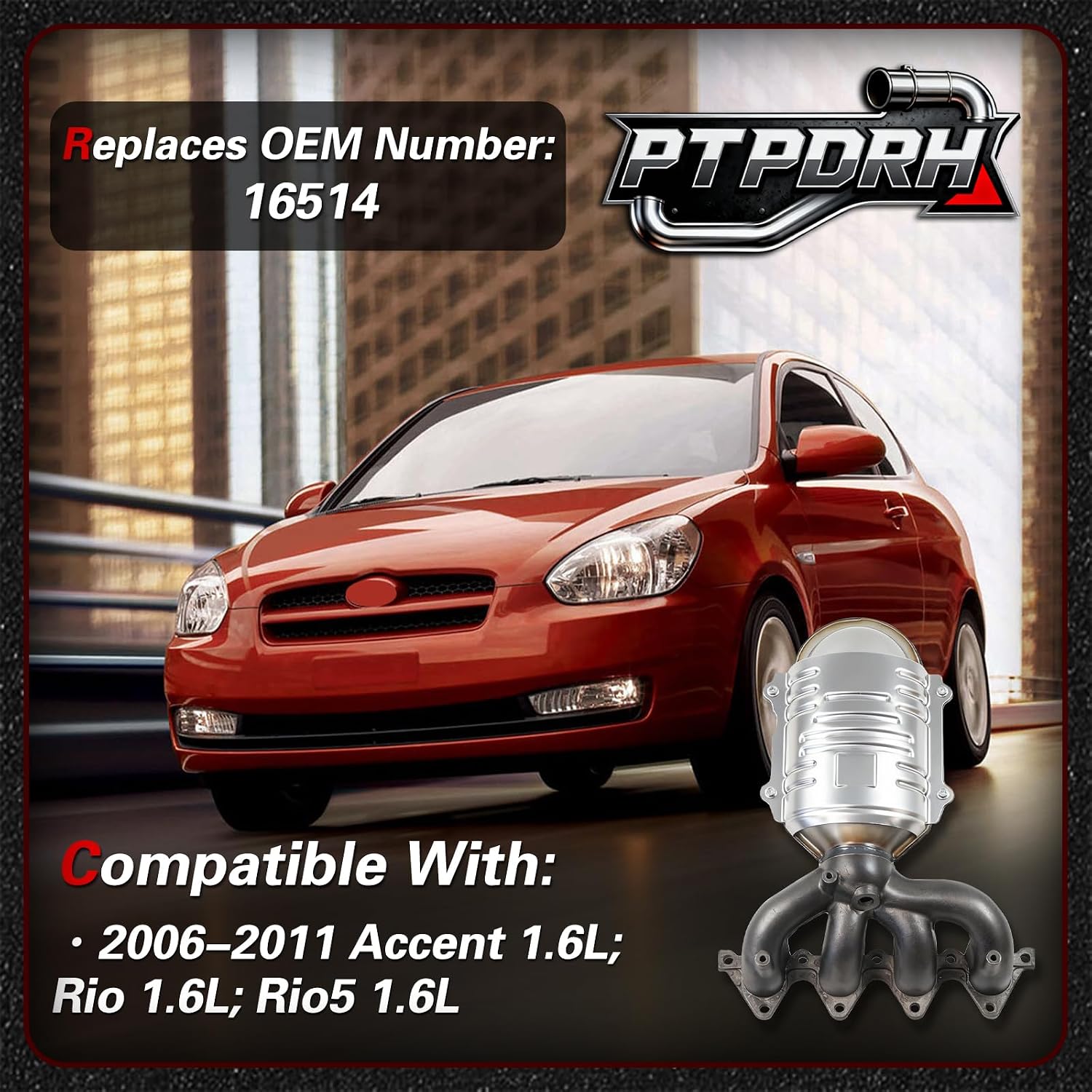 front catalytic converter kit compatible with hyundai, kia 2006-2011 accent rio rio5 1.6l (epa compliant) kia 06-11 1.6l