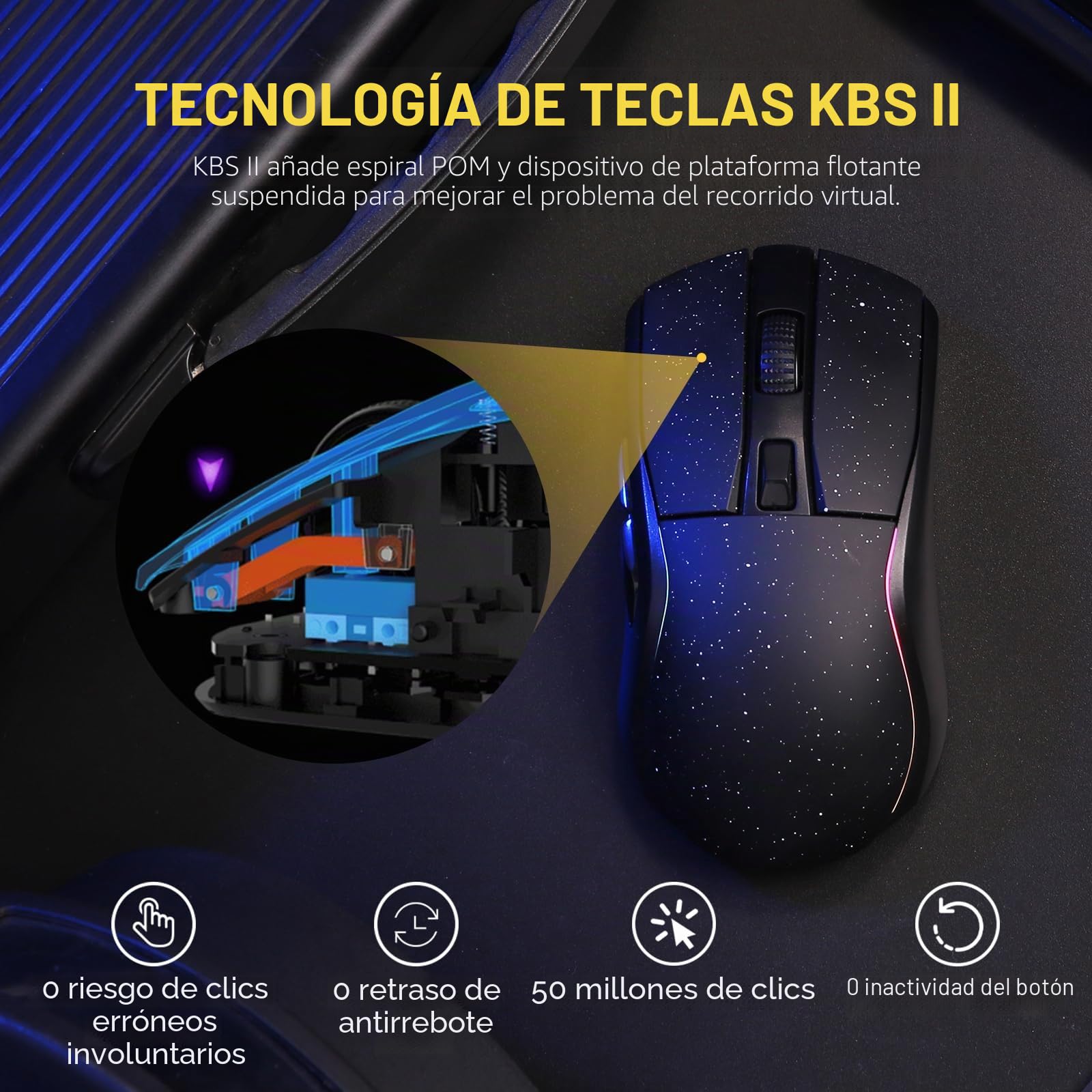 DAREU A950 Ratón Gaming con Base de Carga RGB, ratón inalámbrico Ligero de 88g, programable y con Tres Modos, hasta 12 000DPI, 1000Hz, 120 Horas de autonomía con retroiluminación RGB for PC y Mac