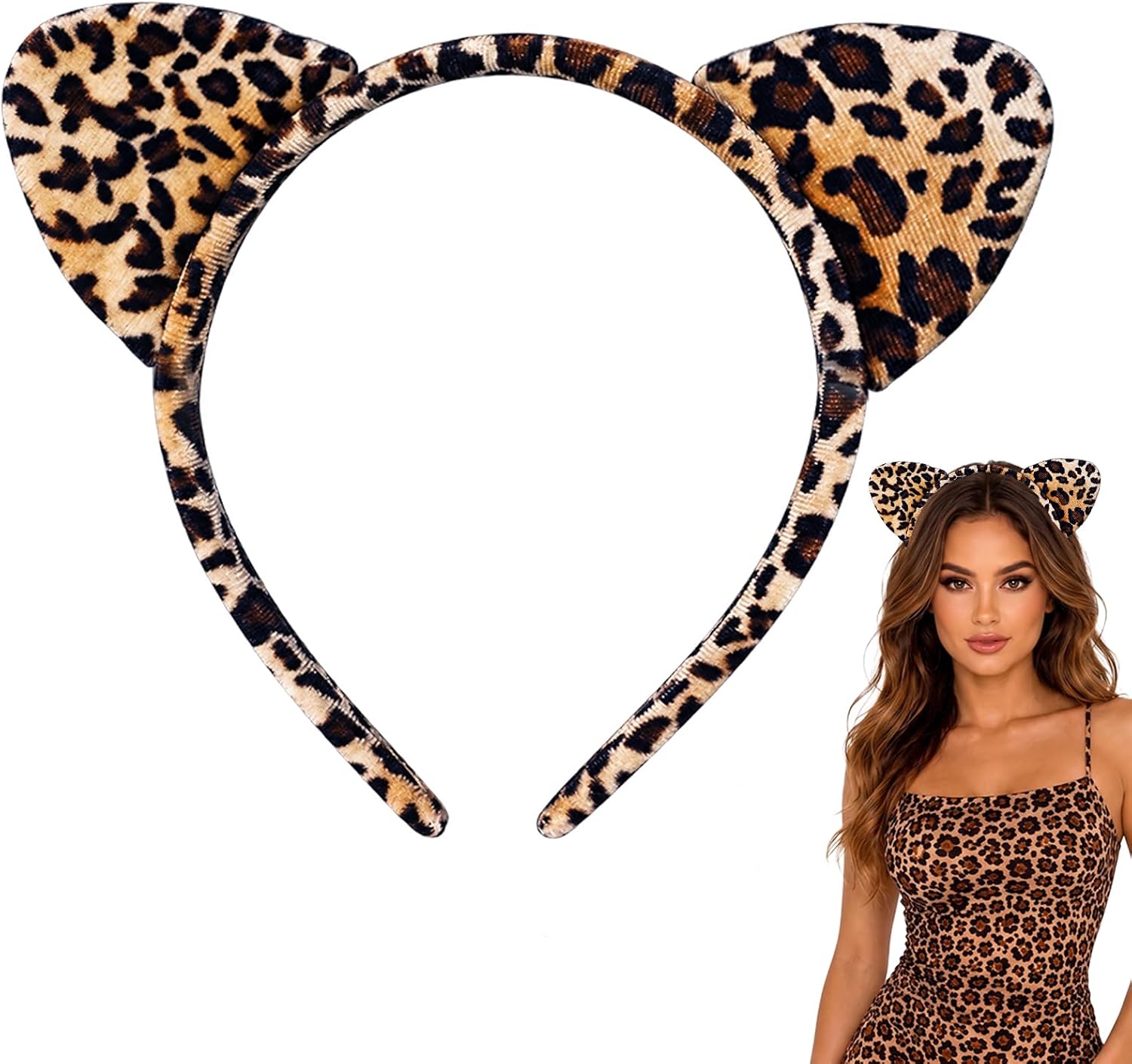Cheetah Ears Headband, Leopard Cat Animal Ears Halloween Costume for Women