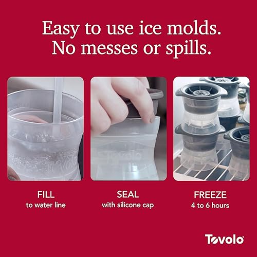 Miniatura 10 de Tovolo Moldes de hielo para adornos de copos de árbol y nieve, juego mixto de 2, para hacer hielo de bebida sin fugas, de fusión lenta para whisky,