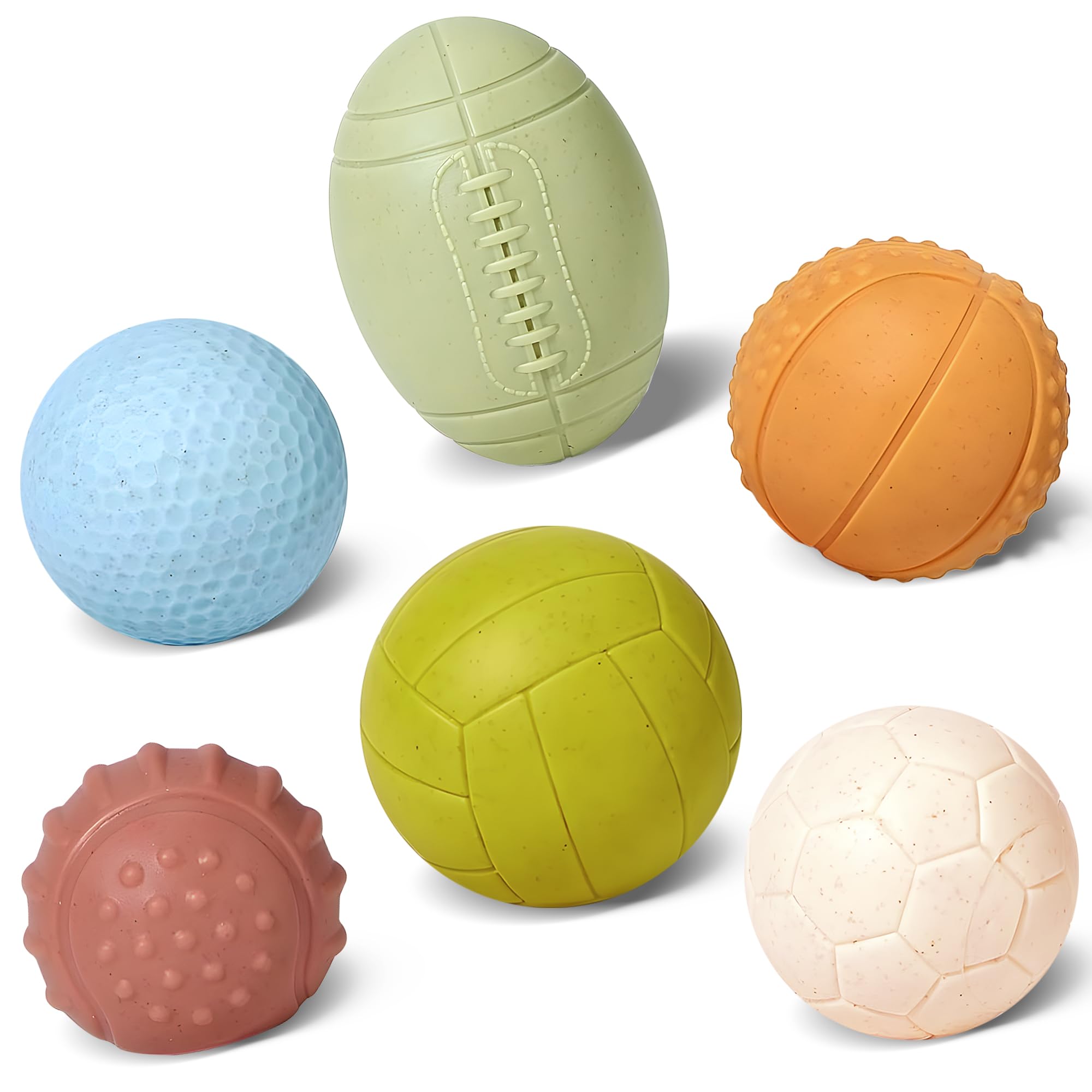 ROHSCE Bath Toys, Soft Sport Sensory Balls for Toddlers Boys Girls No Hole Wheat Straw Soft Montessori Toys for Babies 6 Months+, Swimming Pool Beach