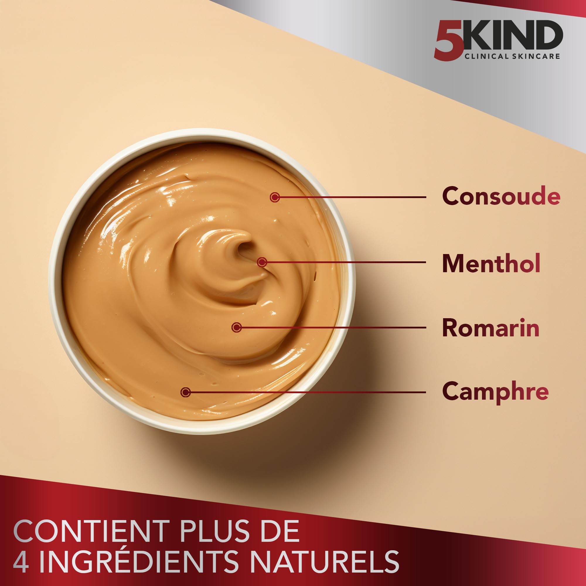 5kind Gel fraîcheur naturel articulation & muscle 300 ml - Crème calendula, camphre, consoude & menthol - Gel musculaire revitalisant puissant - Gel de massage dos, muscles, genoux, cou & épaules