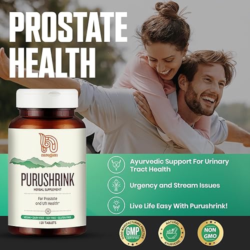 Miniatura 5 de Purushrink Suplemento de salud de próstata para hombres  Apoya un mejor sueño y salud urinaria  Fórmula ayurvédica natural de Nirogam  120 tabletas