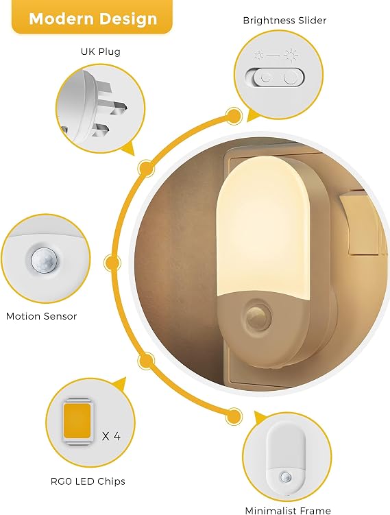 LOHAS-LED Motion Sensor Night Light Plug into Wall, 1 Pack, Motion Sensor Lights Indoor, Warm White 3000K, Plug in Night Light Movement Sensor Light Indoor for Bathroom Stairway Hallway Kids Elderly