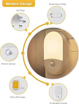 LOHAS-LED Motion Sensor Night Light Plug into Wall, 1 Pack, Motion Sensor Lights Indoor, Warm White 3000K, Plug in Night Light Movement Sensor Light Indoor for Bathroom Stairway Hallway Kids Elderly