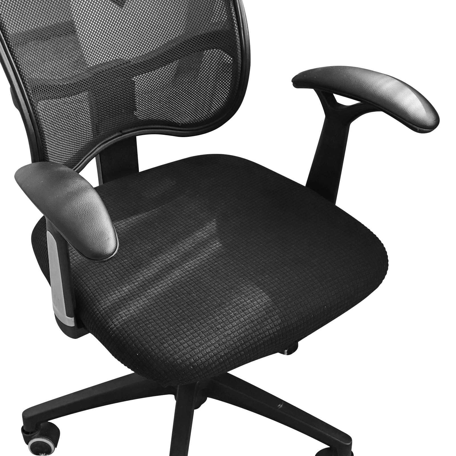 FORCHEER 100% Waterproof Office Chair Seat Covers Jacquard Strech Computer Desk Chair Seat Cushion Slipcovers - Black