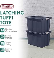 Vista 3 de Sterilite Paquete de 4 contenedores de almacenamiento con tapas, bolsas resistentes, Tuff1, 30 galones, índigo oscuro