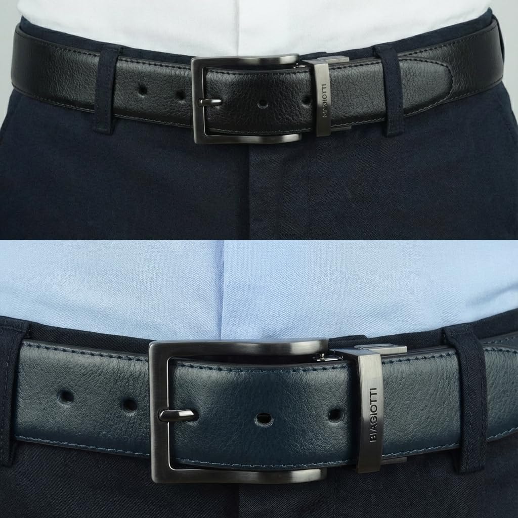 Laura Biagiotti Cintura Reversibile Uomo In Vera Pelle, alta 3,5cm, Regolabile e Accorciabile