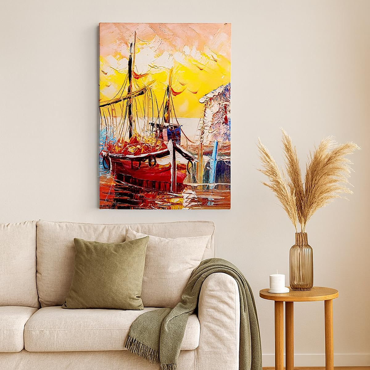 ARTTOR Quadri Moderni su Tela 80x120 cm Verticale Marino Paesaggi - 3435 | Barca Vela Mare Quadro Decorativo Grande Soggiorno Camera da Letto Decorazione da Parete Arte da Parete ARTTOR