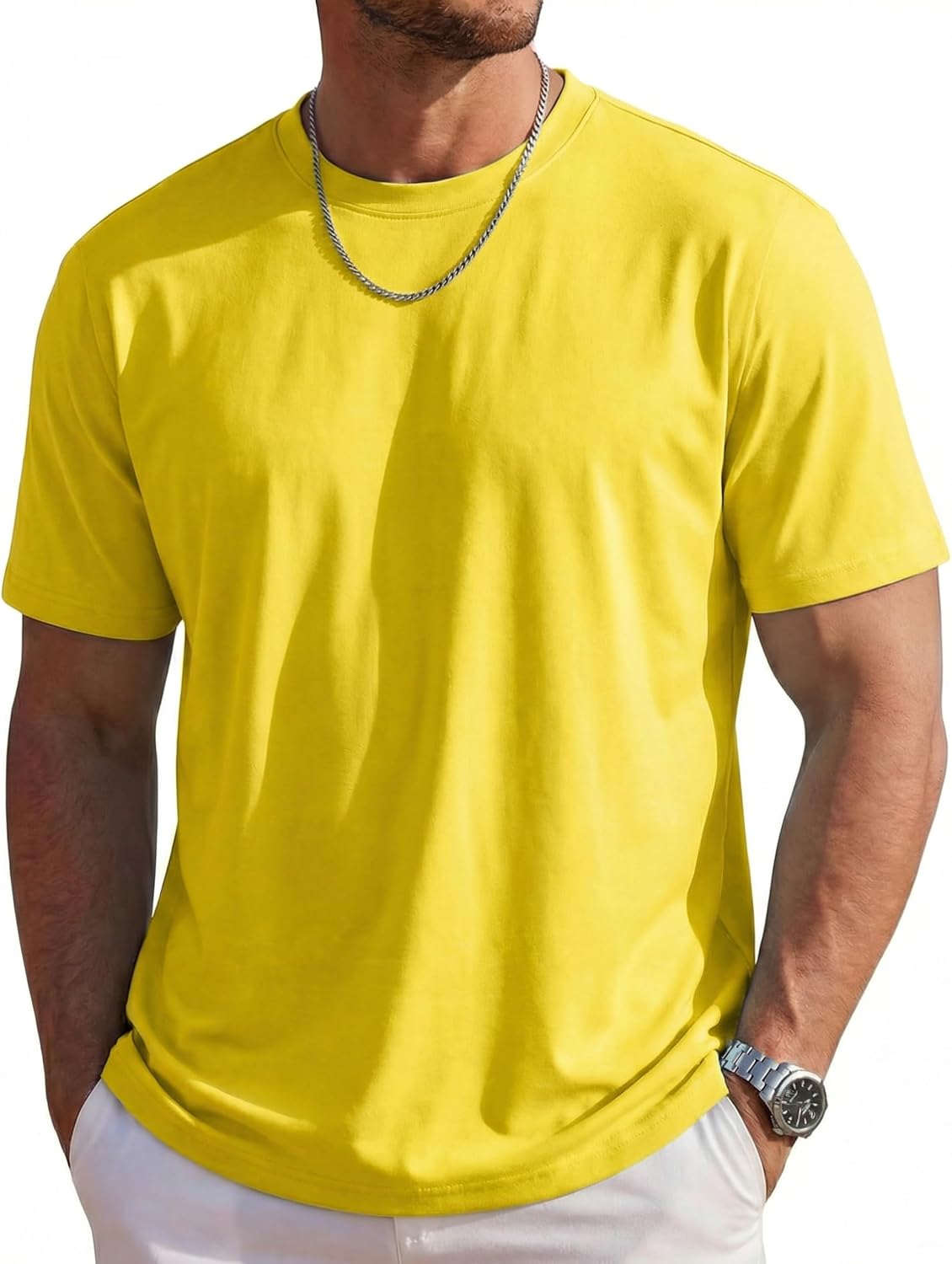 MAGCOMSEN Mens T-Shirts Short Sleeve UPF 80+ Sun Protection Lightweight Moisture Wicking Casual Crew Neck Basic Tees